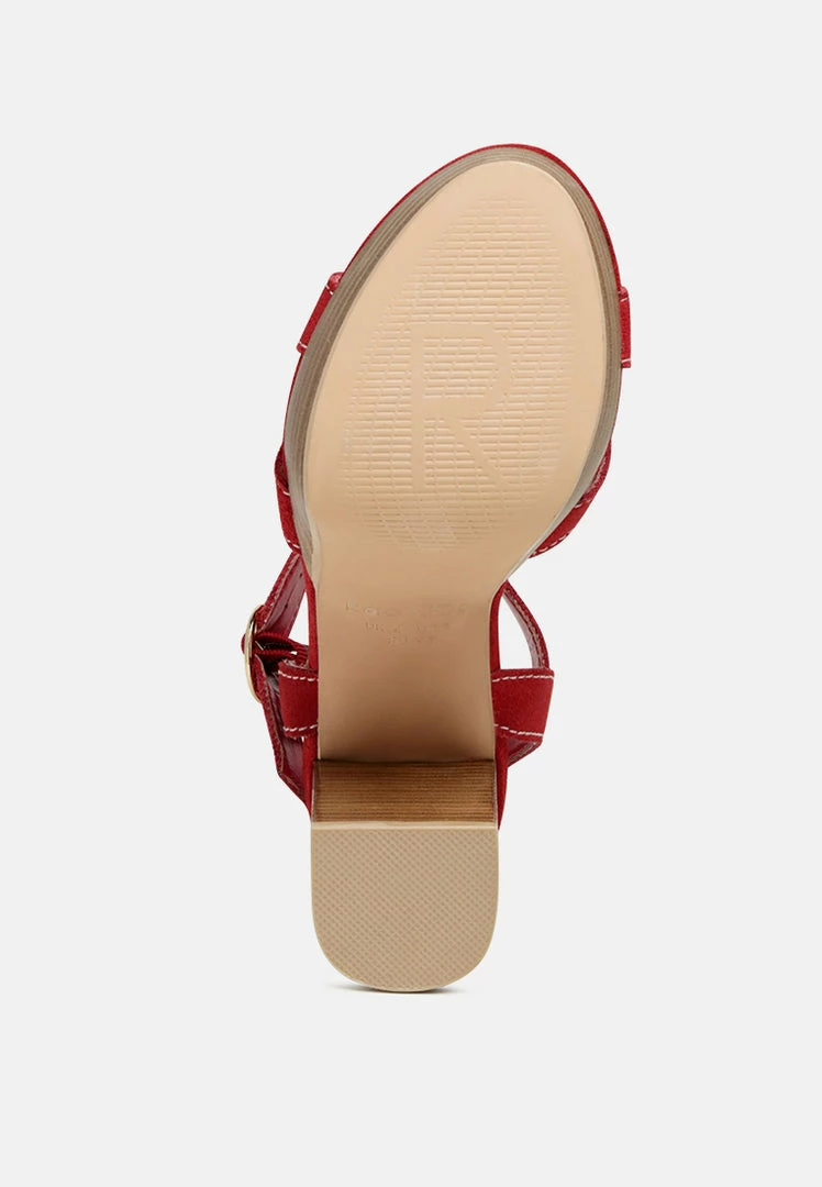 Rag & Co CHOUPETTE Suede Leather Block Heeled Sandal In Red SS'22 6 Rag & Co CHOUPETTE Suede Leather Block Heeled Sandal In Red SS'22