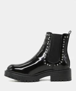 Rag & Co CLARA Studded Black Shiny Chelsea Boot
