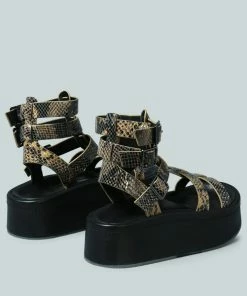 Rag & Co X CRUZ Gladiator Platform Leather Sandal In Snake Print Sandals 11 Rag & Co X CRUZ Gladiator Platform Leather Sandal In Snake Print Sandals