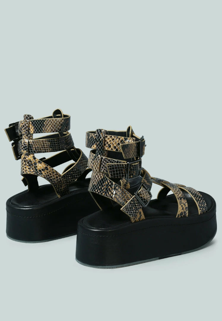 Rag & Co X CRUZ Gladiator Platform Leather Sandal In Snake Print Sandals 6 Rag & Co X CRUZ Gladiator Platform Leather Sandal In Snake Print Sandals