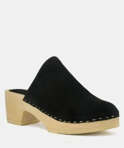 Rag & Co DARCIE Black Suede Clogs SS'22