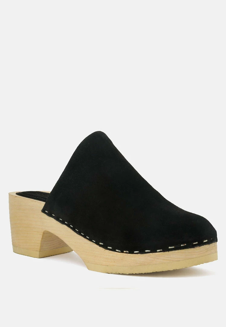 Rag & Co DARCIE Black Suede Clogs SS'22 2 Rag & Co DARCIE Black Suede Clogs SS'22