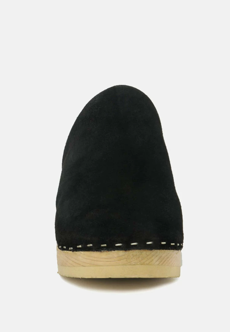Rag & Co DARCIE Black Suede Clogs SS'22 4 Rag & Co DARCIE Black Suede Clogs SS'22