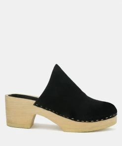 Rag & Co DARCIE Black Suede Clogs SS'22