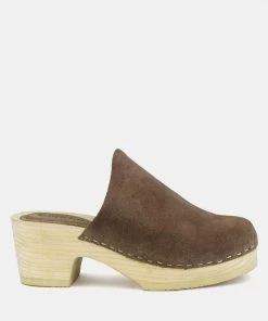 Rag & Co SS'22 DARCIE Taupe Suede Clogs
