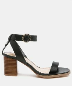 Rag & Co DOLPH Stack Block Heeled Sandal In Black SS'22