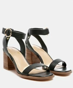 Rag & Co DOLPH Stack Block Heeled Sandal In Black SS'22
