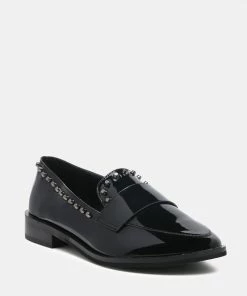 Rag & Co Loafers & Ballerinas EMILIA Black Shine Forever Stud Penny Loafers