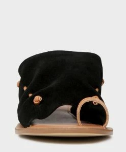 Rag & Co Fran Black Back Strap Flat Sandal Flats