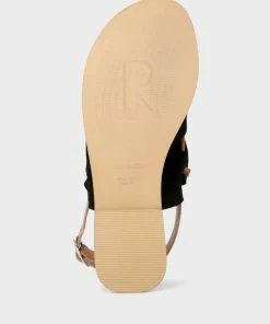 Rag & Co Fran Black Back Strap Flat Sandal Flats