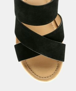 Rag & Co GERD Block Heeled Suede Slip-On Sandal In Black