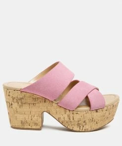 Rag & Co GERD Block Heeled Suede Slip-On Sandal In Pink SS'22