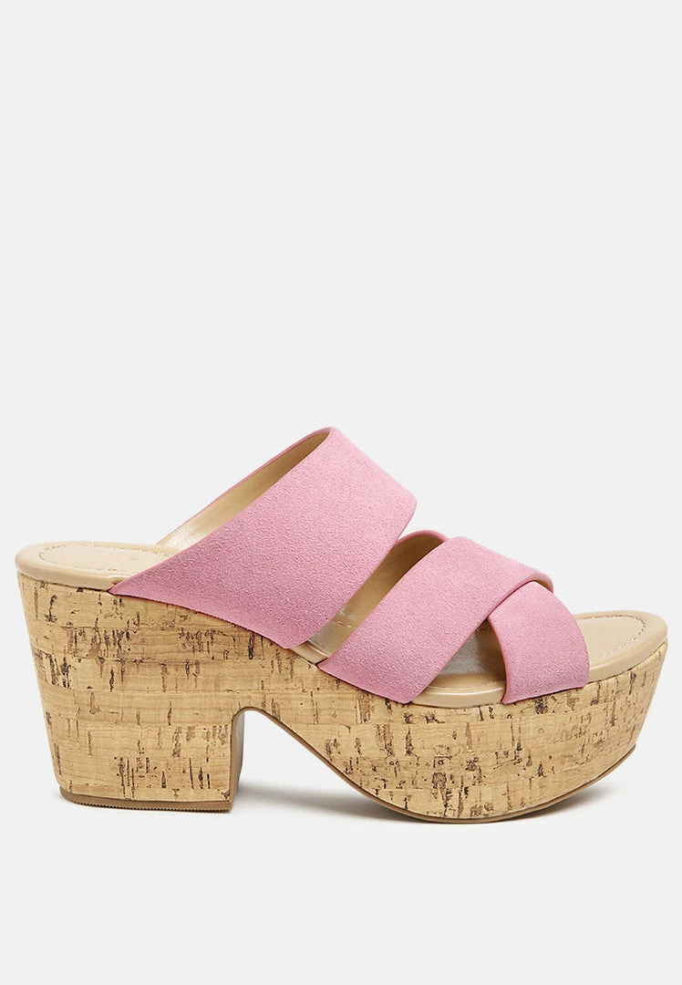 Rag & Co GERD Block Heeled Suede Slip-On Sandal In Pink SS'22 4 Rag & Co GERD Block Heeled Suede Slip-On Sandal In Pink SS'22