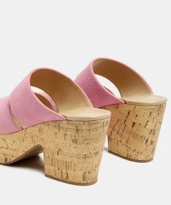 Rag & Co GERD Block Heeled Suede Slip-On Sandal In Pink SS'22 10 Rag & Co GERD Block Heeled Suede Slip-On Sandal In Pink SS'22