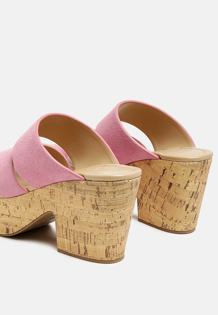 Rag & Co GERD Block Heeled Suede Slip-On Sandal In Pink SS'22 5 Rag & Co GERD Block Heeled Suede Slip-On Sandal In Pink SS'22