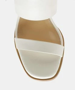 Rag & Co GERTUDE Slingback Block Heel Leather Sandal In White