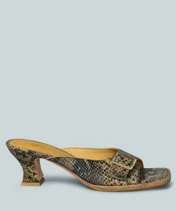 Rag & Co X GOMEZ-ART-NOUVEAU Leather Slip-On Sandal In Animal Print