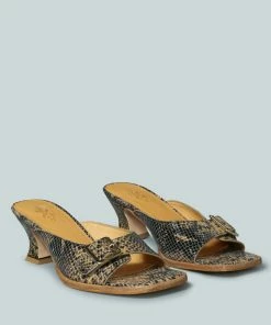 Rag & Co X GOMEZ-ART-NOUVEAU Leather Slip-On Sandal In Animal Print