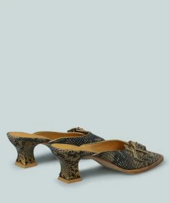 Rag & Co X GOMEZ-ART-NOUVEAU Leather Slip-On Sandal In Animal Print