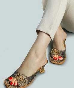 Rag & Co X GOMEZ-ART-NOUVEAU Leather Slip-On Sandal In Animal Print