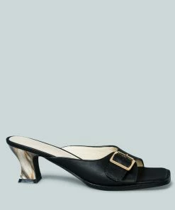 Rag & Co X GOMEZ-ART-NOUVEAU Leather Slip-On Sandal In Black