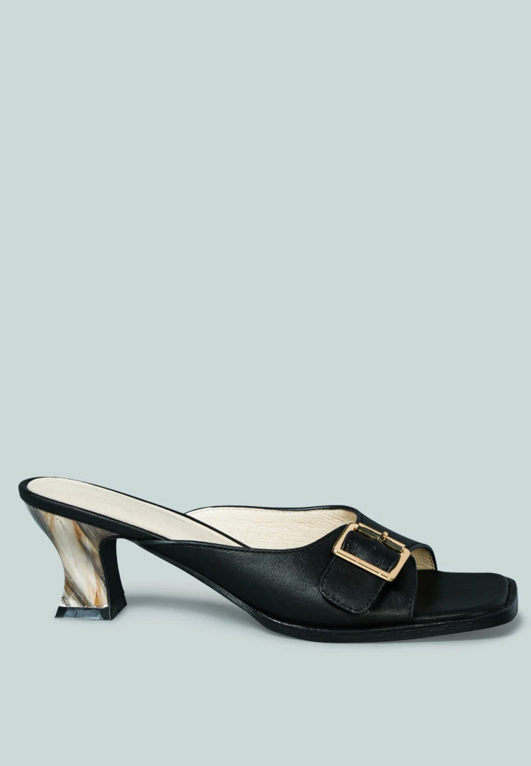 Rag & Co X GOMEZ-ART-NOUVEAU Leather Slip-On Sandal In Black 4 Rag & Co X GOMEZ-ART-NOUVEAU Leather Slip-On Sandal In Black