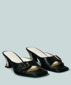 Rag & Co X GOMEZ-ART-NOUVEAU Leather Slip-On Sandal In Black