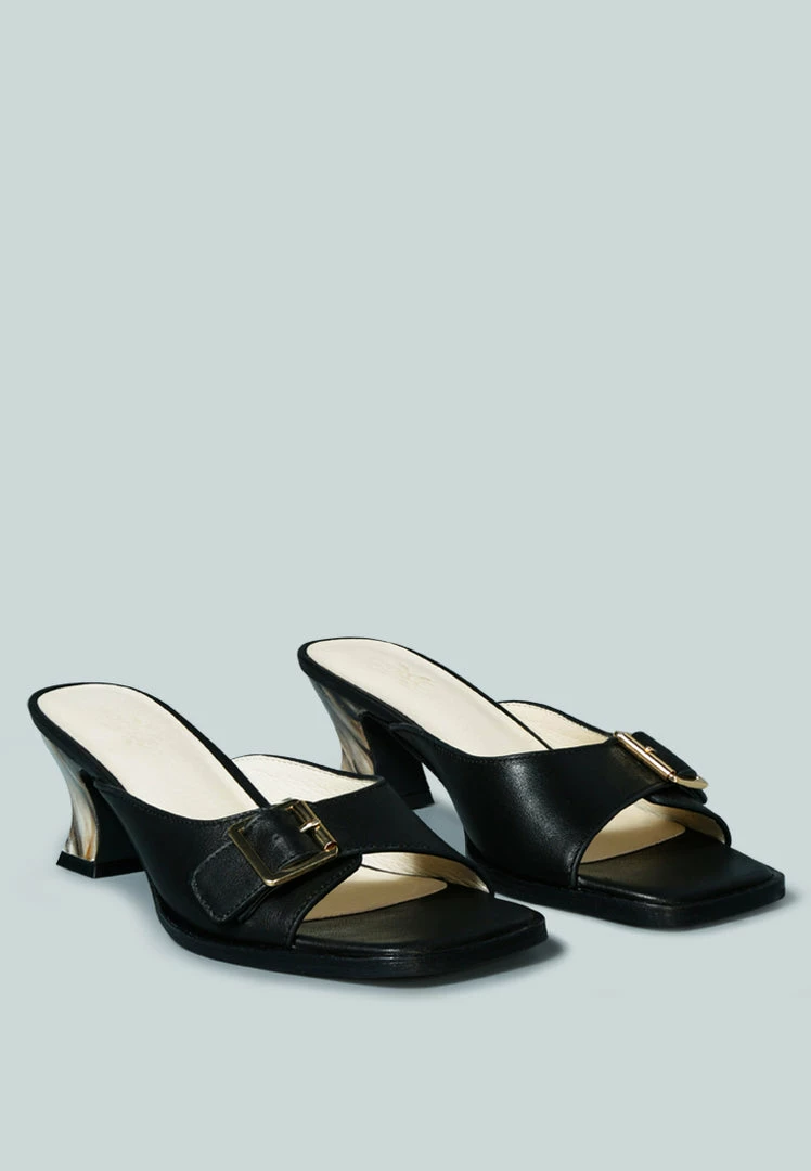 Rag & Co X GOMEZ-ART-NOUVEAU Leather Slip-On Sandal In Black 3 Rag & Co X GOMEZ-ART-NOUVEAU Leather Slip-On Sandal In Black