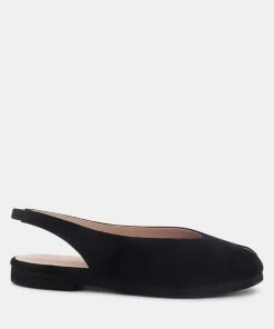 Rag & Co GRETCHEN Black Slingback Flat Sandals Flats