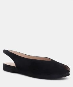 Rag & Co GRETCHEN Black Slingback Flat Sandals Flats