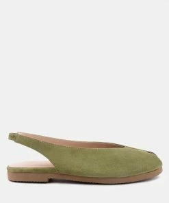 Rag & Co Flats GRETCHEN Green Slingback Flat Sandals