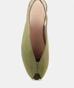 Rag & Co Flats GRETCHEN Green Slingback Flat Sandals