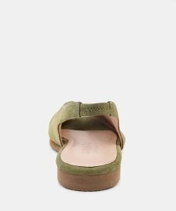 Rag & Co Flats GRETCHEN Green Slingback Flat Sandals