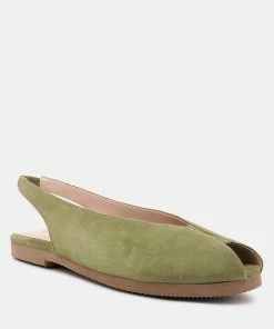 Rag & Co Flats GRETCHEN Green Slingback Flat Sandals
