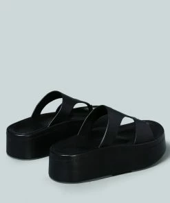 Rag & Co X Sandals HATHAWAY Slip-On Platfrom Sandal In Black