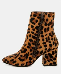 Rag & Co HELEN Leopard Print Block Heel Leather Boots