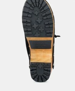 Rag & Co IROKO Black Suede Tie Detail Stud Clogs