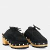 Rag & Co IROKO Black Suede Tie Detail Stud Clogs