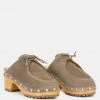 Rag & Co IROKO Taupe Suede Tie Detail Stud Clogs
