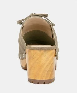 Rag & Co IROKO Taupe Suede Tie Detail Stud Clogs 12 Rag & Co IROKO Taupe Suede Tie Detail Stud Clogs