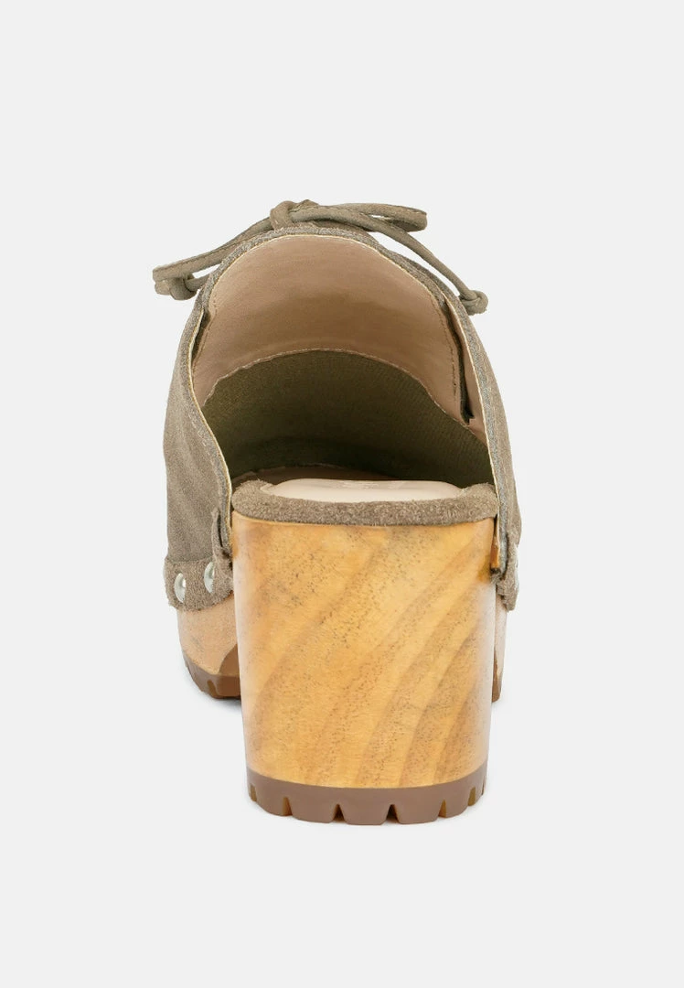 Rag & Co IROKO Taupe Suede Tie Detail Stud Clogs 7 Rag & Co IROKO Taupe Suede Tie Detail Stud Clogs