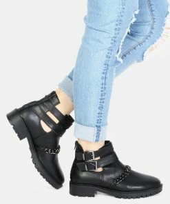 Rag & Co ISABELLE Black Ankle-Length Boots With Buckles