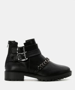Rag & Co ISABELLE Black Ankle-Length Boots With Buckles