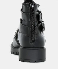 Rag & Co ISABELLE Black Ankle-Length Boots With Buckles