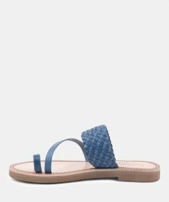 Rag & Co ISIDORA Blue Braided Leather Flat Sandal