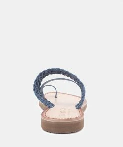 Rag & Co ISIDORA Blue Braided Leather Flat Sandal