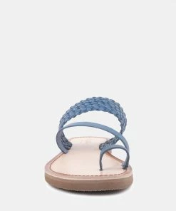 Rag & Co ISIDORA Blue Braided Leather Flat Sandal