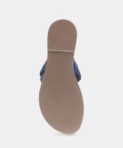 Rag & Co ISIDORA Blue Braided Leather Flat Sandal