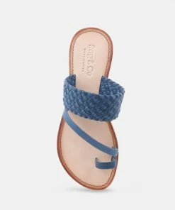 Rag & Co ISIDORA Blue Braided Leather Flat Sandal
