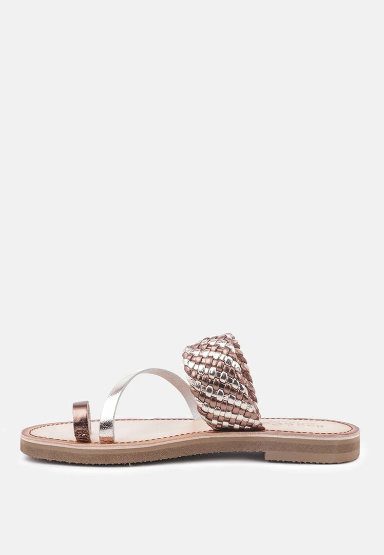 Rag & Co Flats ISIDORA Bronze Braided Leather Flat Sandal 6 Rag & Co Flats ISIDORA Bronze Braided Leather Flat Sandal
